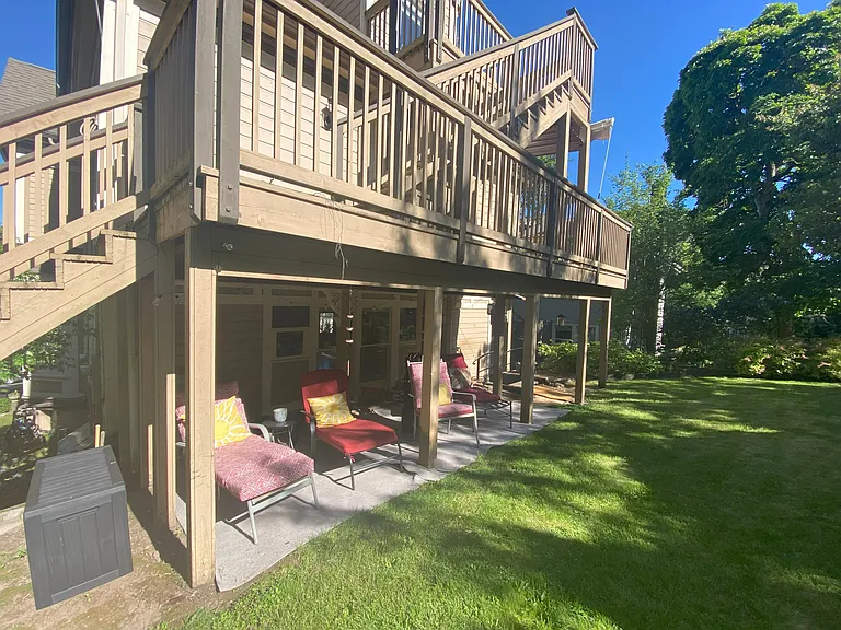 Backyard ready to chill! And use of Traeger smoker grill.