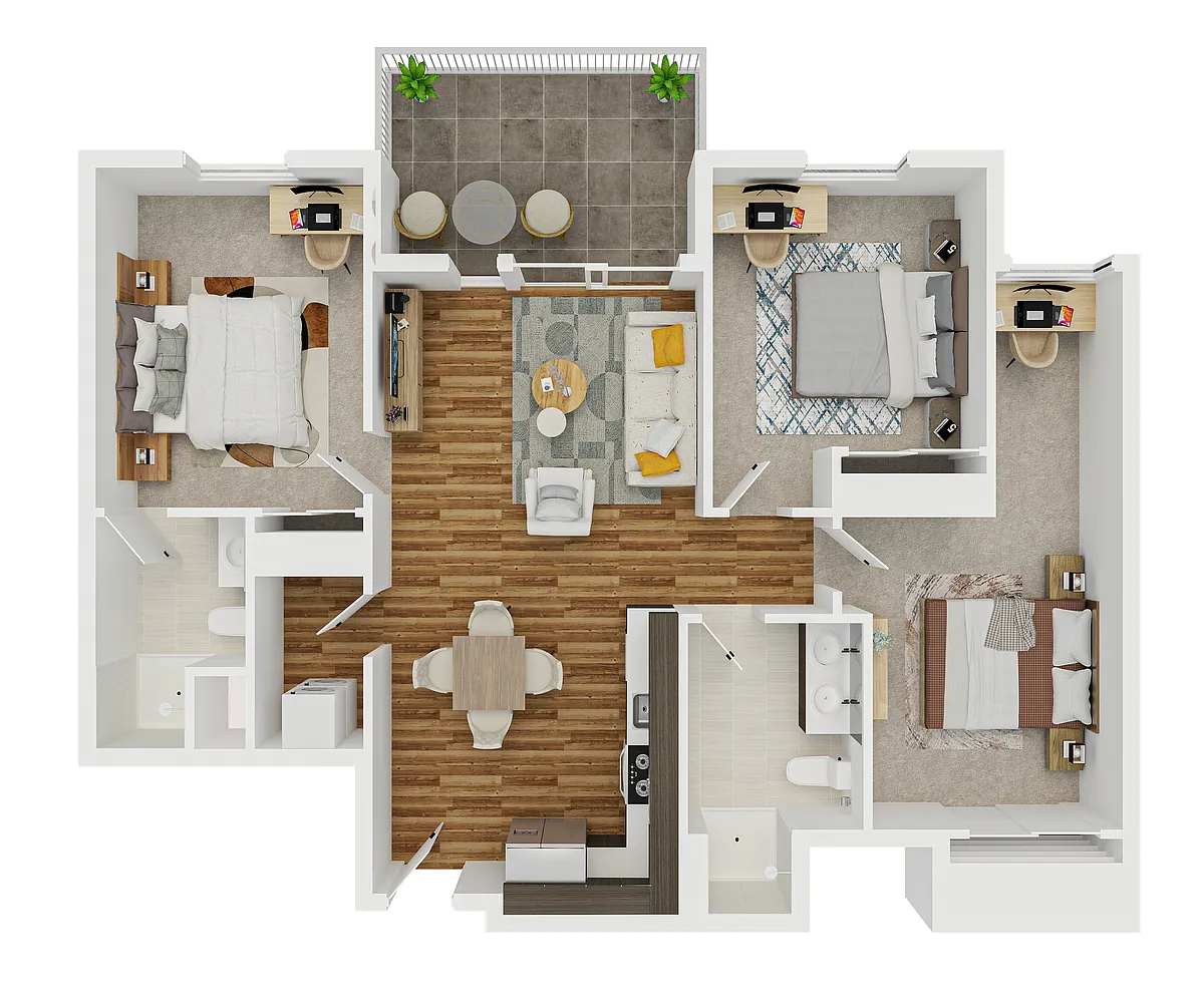 Floor plan 3BR/2BA