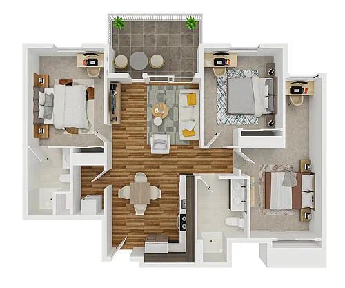 Floor plan 3BR/2BA