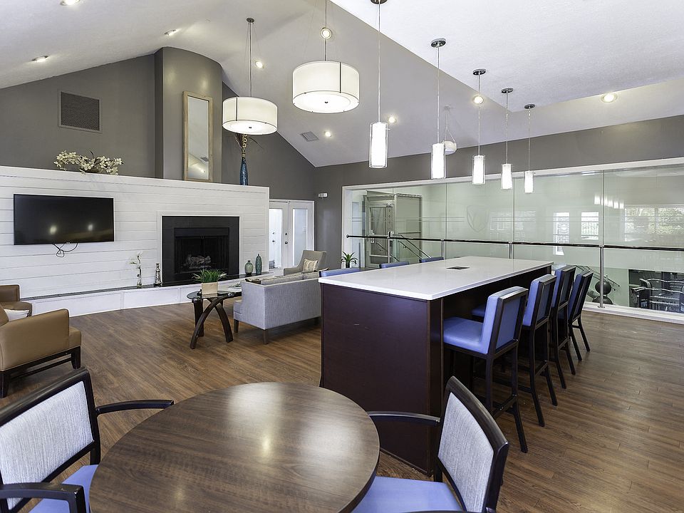 Clubhouse with fireplace and TV