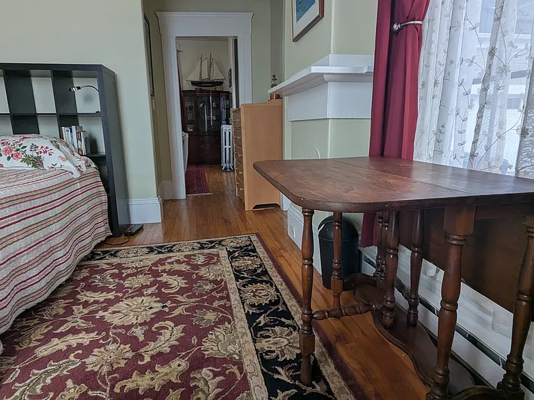 Drop-leaf table, looking from bedroom toward living room.