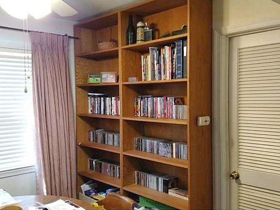 Built-in wood shelves 