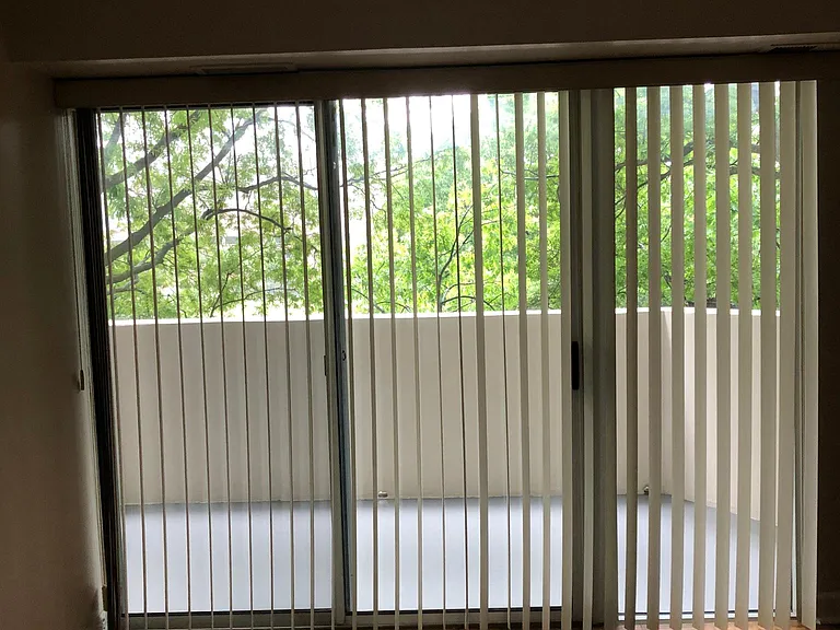 Living room with shades.
