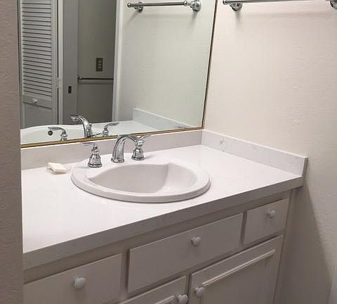 New vanity, light fixture, paint and lots of counter space