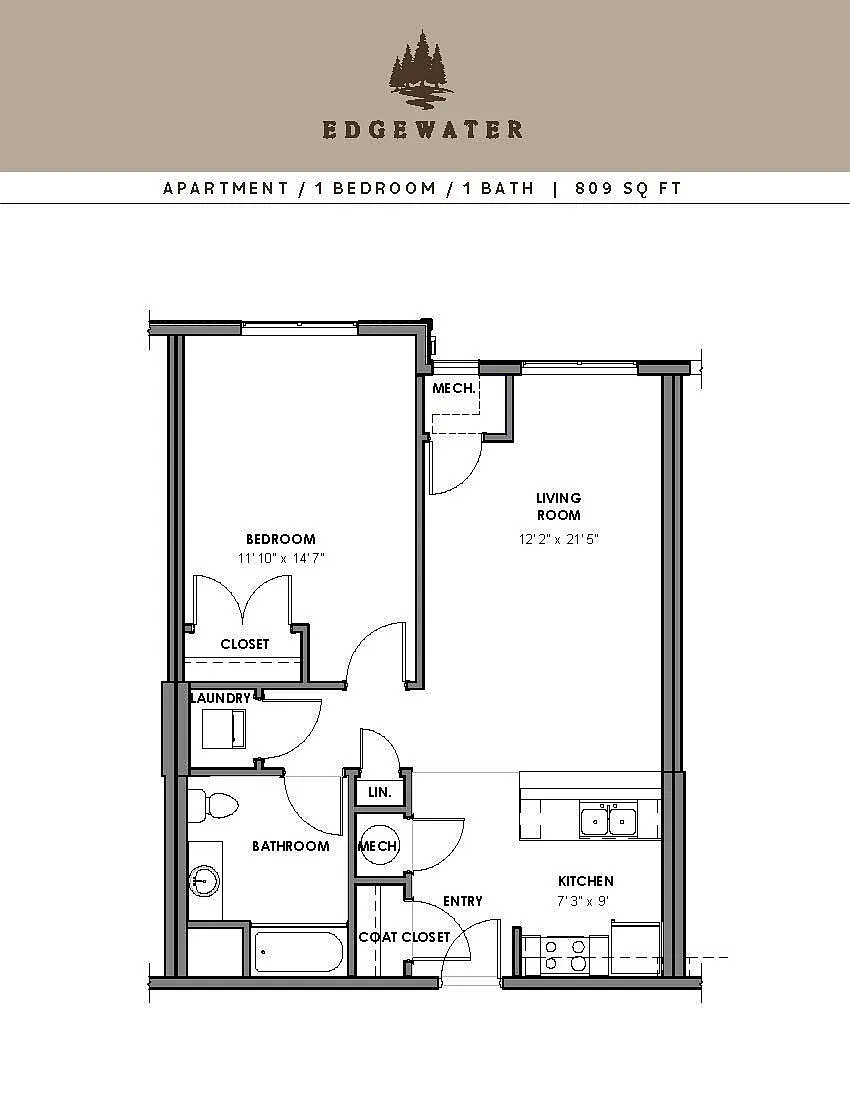 Floor plan 1 Bedroom Apartment