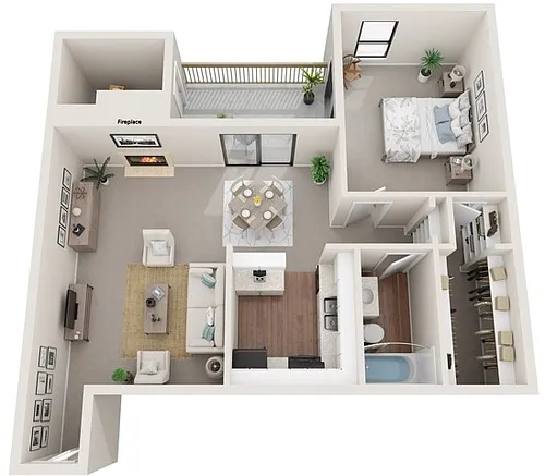 Floor plan 1x1C
