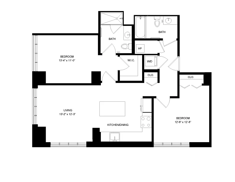 Floor plan 2 Bed-2 Bath-P8