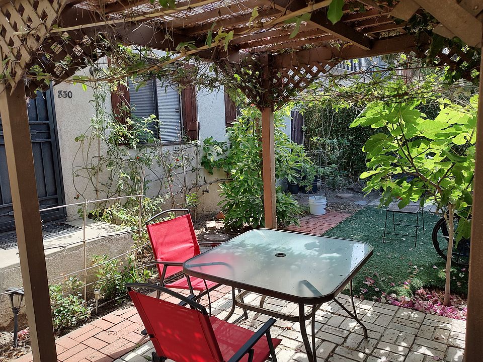 Comfortable covered garden seating area