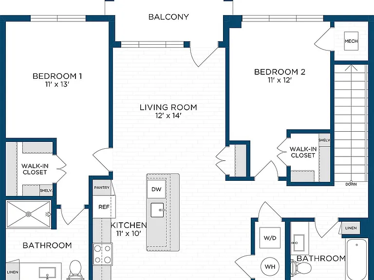 Floor Plan B2 | Echelon at Charlotte | Apartments in Charlotte, NC Floor Plan B2 | Echelon at Charlotte | Apartments in Charlotte, NC