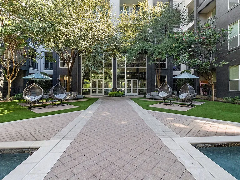 Relaxing courtyard with outdoor seating areas