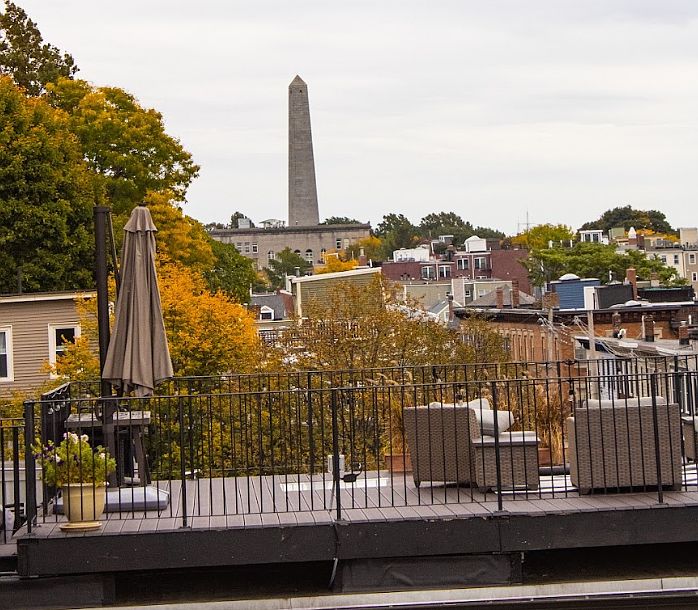 View of Bunker Hill Monument from private roof deck