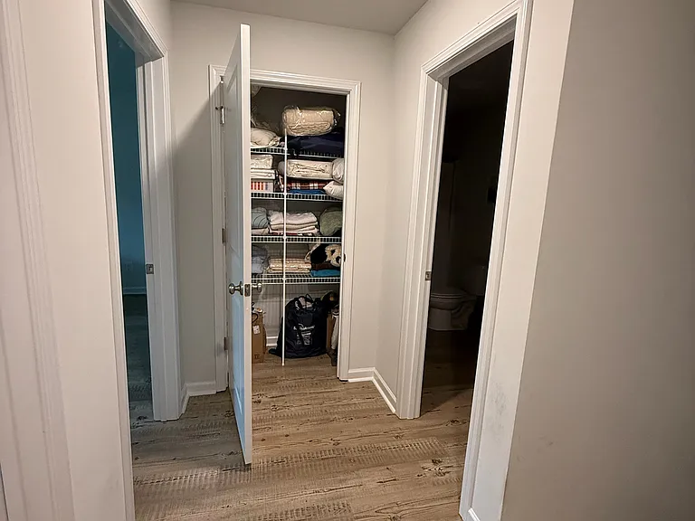 Upstairs landing with linen closet