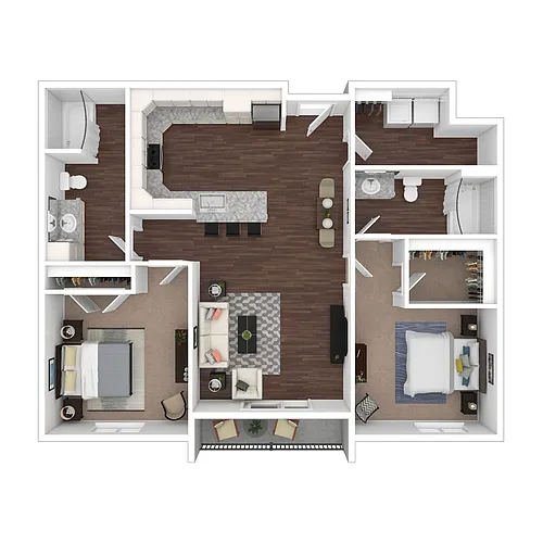 Floor plan Income-Restricted 2 Bedroom, 2 Bath