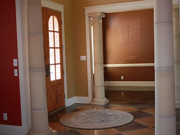 Foyer, living room and dining room