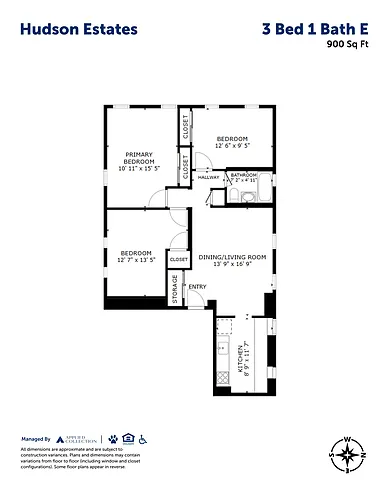 Floor plan 3 Bed 1 Bath E