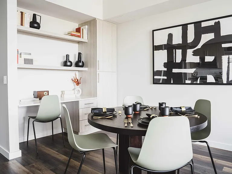 Apartment homes with dedicated work and dining spaces are available.