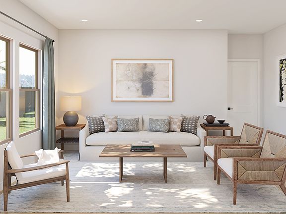 Bright and open great room with wood-look tile