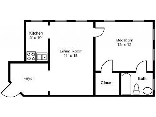 Floor plan 1BR/1BA