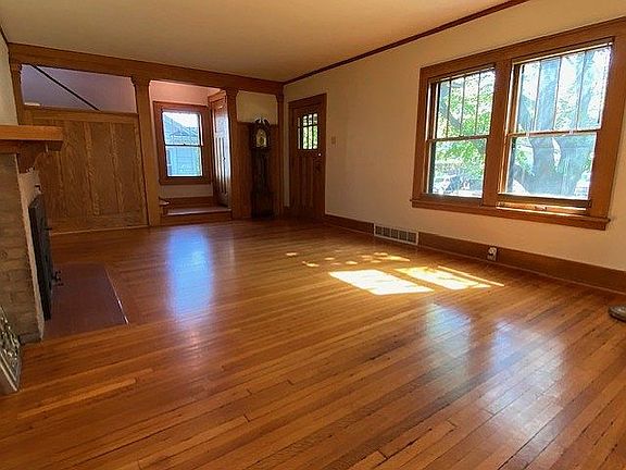Living room with fireplace.