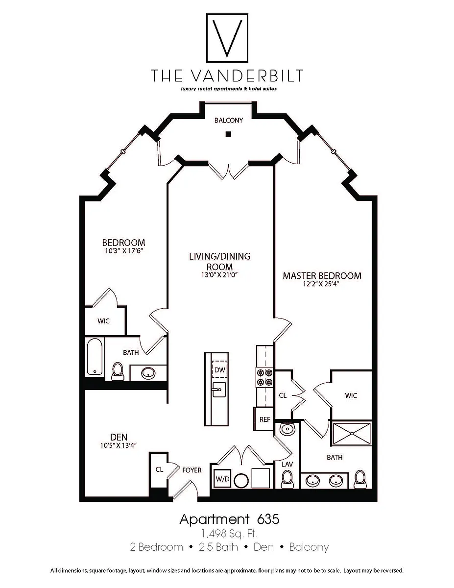 Floor plan 2 Bed - 2.5 Bath - Den - Balcony