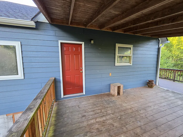 Rear of house, back door off of deck