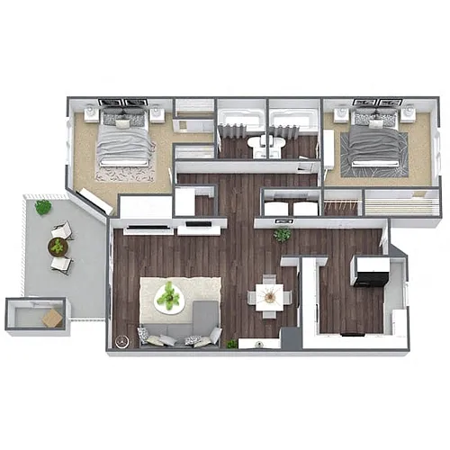 Floor plan B2: 2 Bed 2 Bath