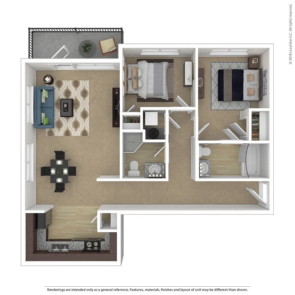 Floor plan 2 Bed 1.75 Bath B3