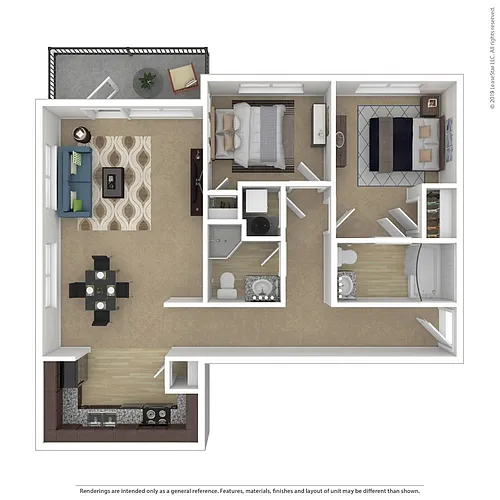 Floor plan 2 Bed 1.75 Bath B3