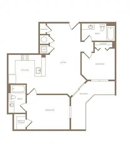 Floor plan 2 Bed/2 Bath-B02