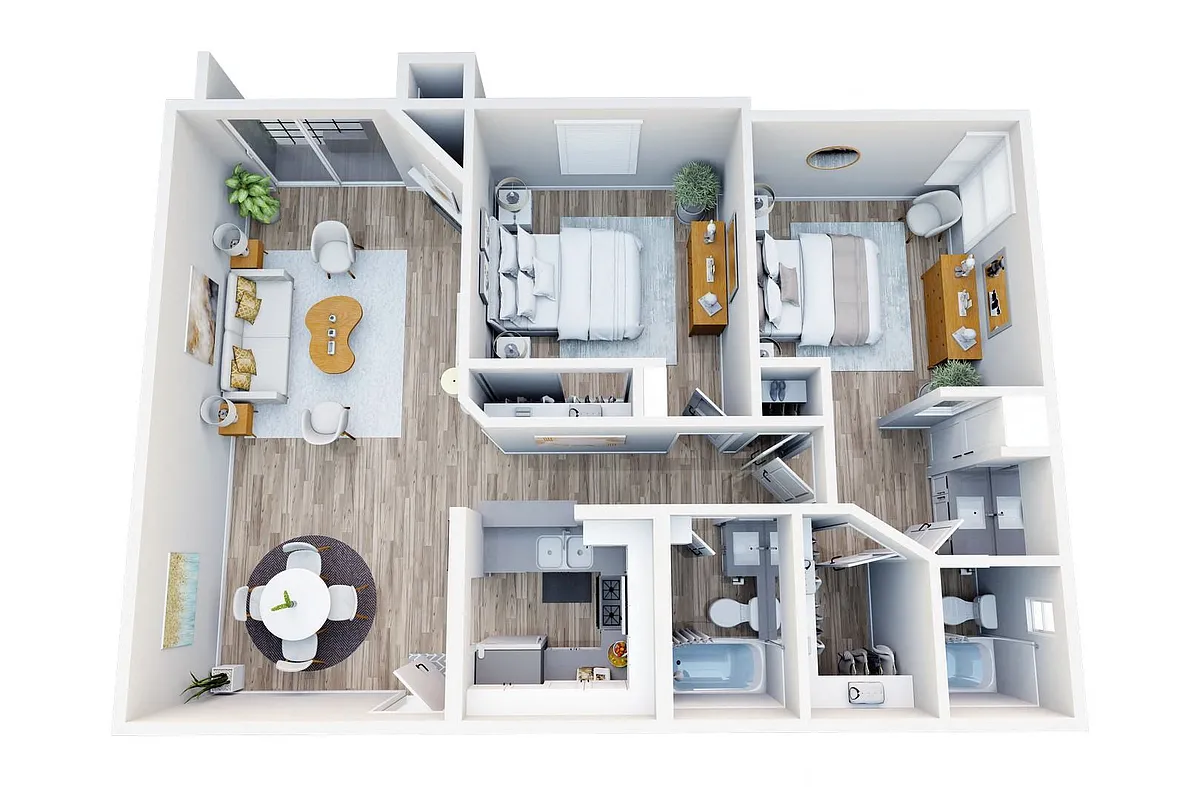 Floor plan 2 Bed 2 Bath B