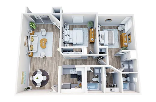 Floor plan 2 Bed 2 Bath B