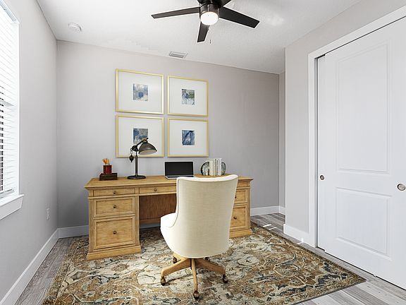 Decorating idea as an office space. Excellent natural light and large closet