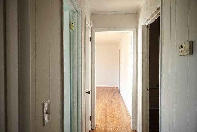 behind Linen closet Left- closet bath -bedroom Right bedroom