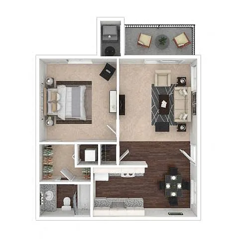 Floor plan One Bedroom One Bath - Renovated with W/D