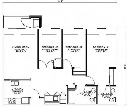 Floor plan 3 Bedroom Unit