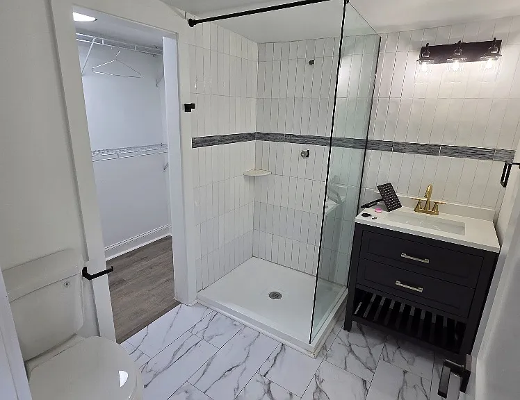 Unit B Awesome private bathroom and walk in closet. Few touches left to finish this week!