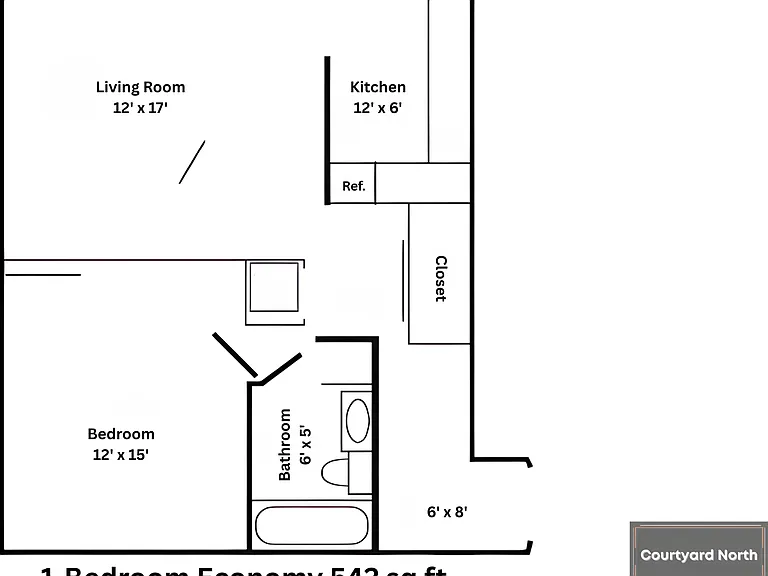 1x1 Economy l 542 sq ft l Courtyard North 1x1 Economy l 542 sq ft l Courtyard North