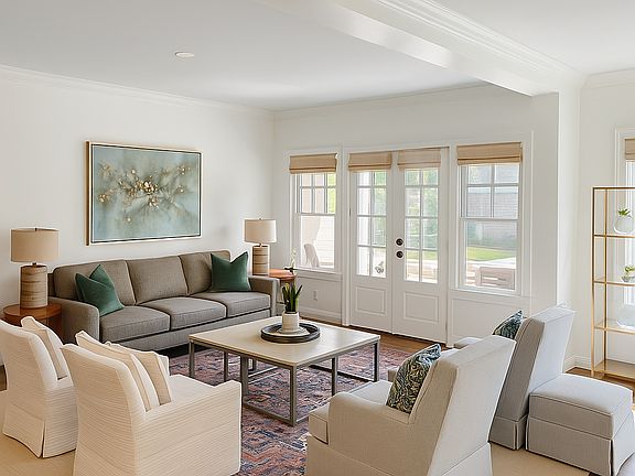 Living room with front porch