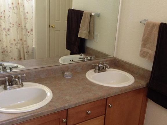 Master bath has double sinks