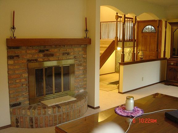 Living room fireplace.