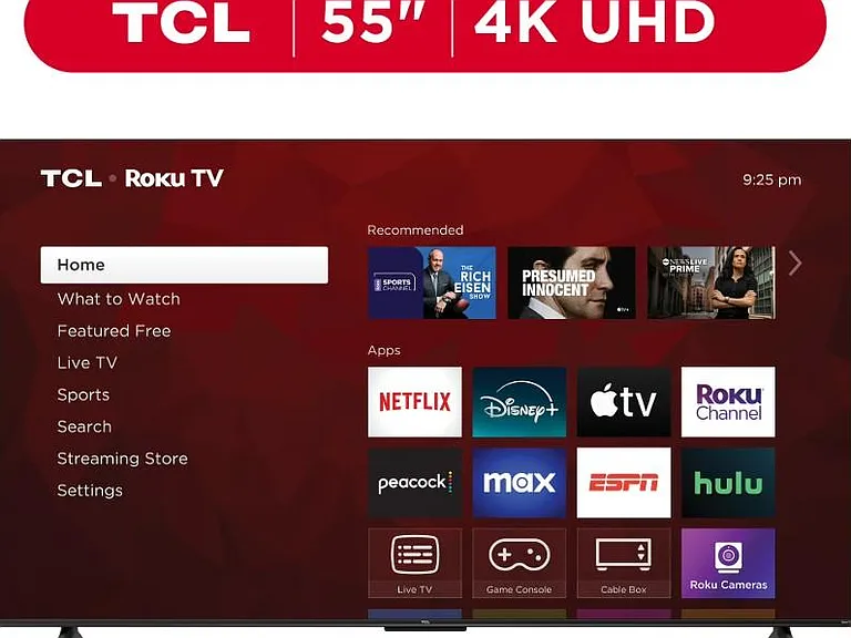 Wall mounted 55" 4K Roku TV in every bedroom