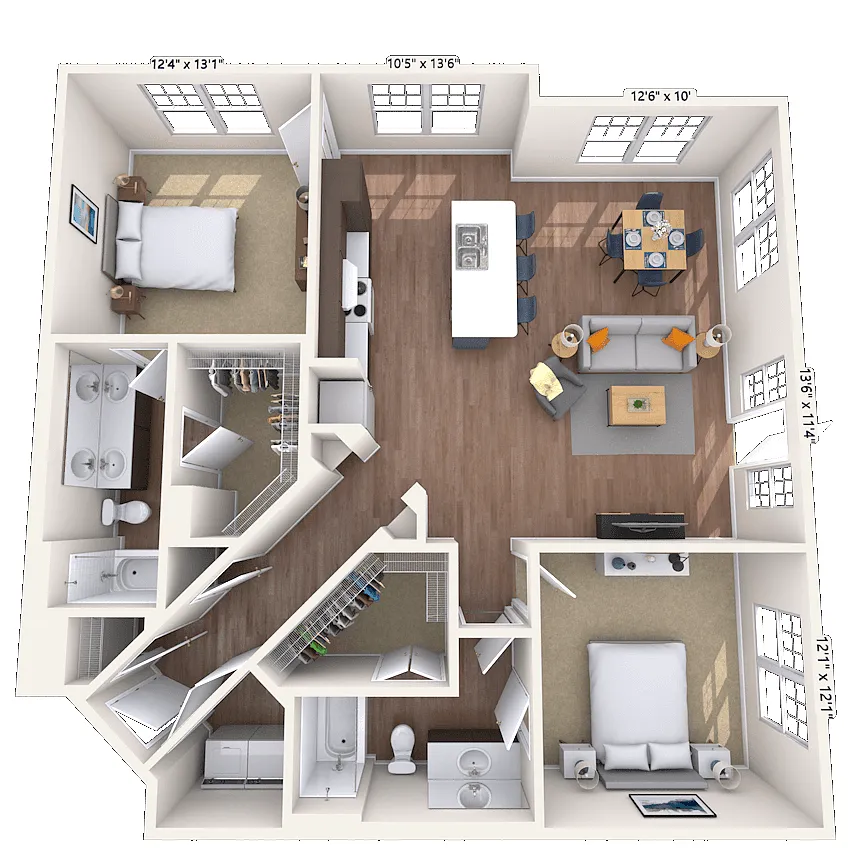 Floor plan Traditional 2x2 1250-1320 SF
