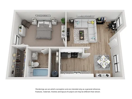 Floor plan 1x1B - Premium