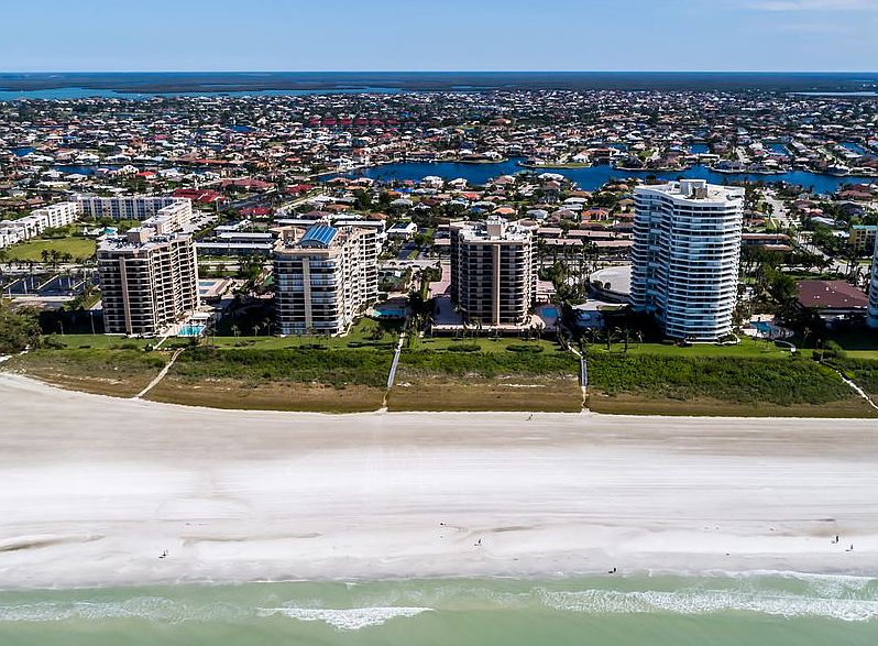 Beach view to the building