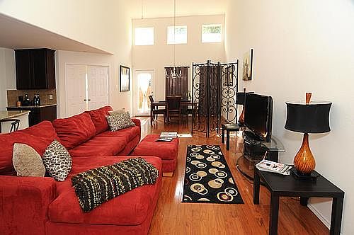 Open high-ceiling living area