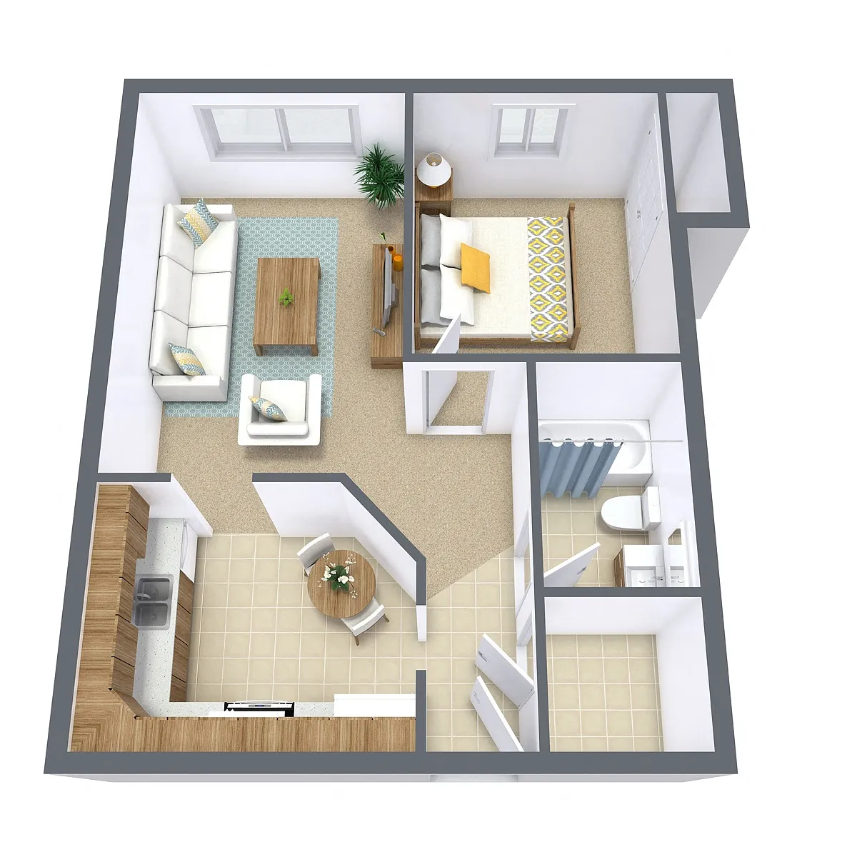 Floor plan One Bedroom 11C
