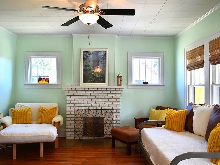 Living room is at the front of the house