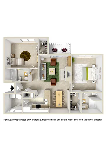 Floor plan 2 Bed 2 Bath PLUS $50 Direct Access Single Garage