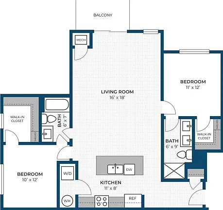 Floor Plan 2BR C2 | Seasons at Hoffman Estates | Apartments in Hoffman Estates, IL Floor Plan 2BR C2 | Seasons at Hoffman Estates | Apartments in Hoffman Estates, IL