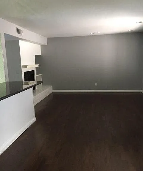 Living with wood burning fireplace